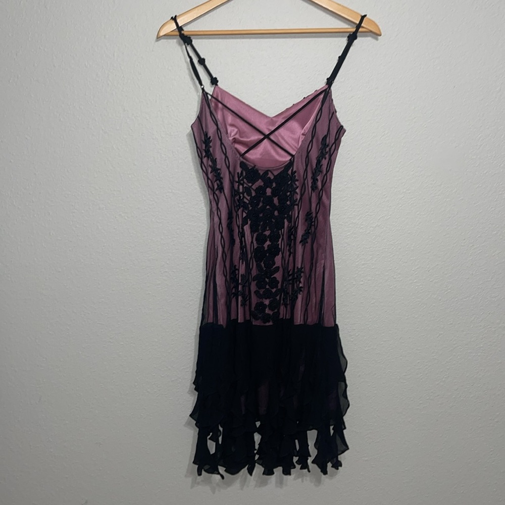Sue Wong 1920s Mauve Pink & Black 100% Silk Gatsby Embellish Flapper Dress - XS - Picture 10 of 14